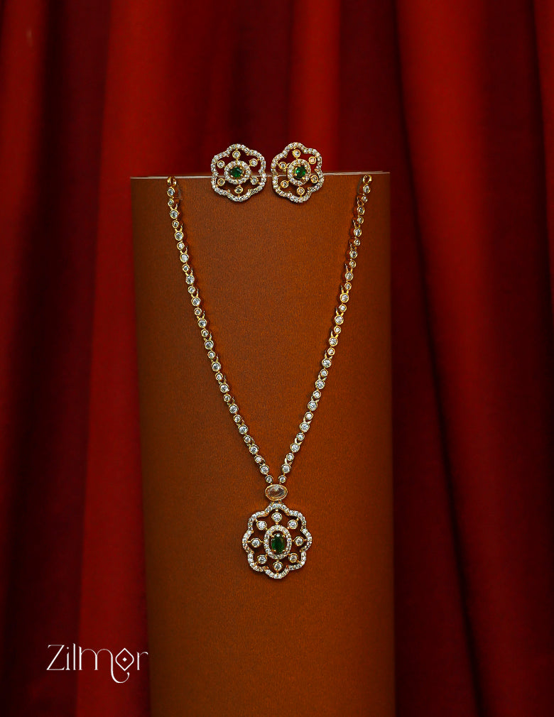 KA1012010-  Antique AD Stone Necklace Earring Set (color option)