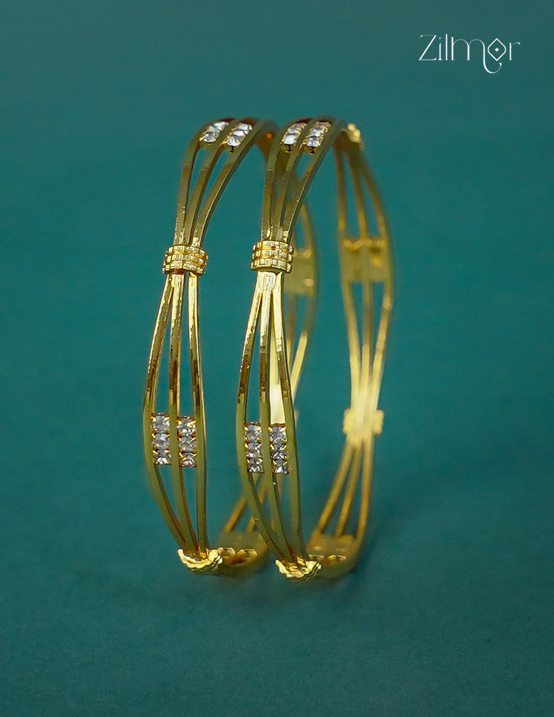 18k Gold Plated Anti-Tarnish AD stone Bangle (Pair) - CL1012315