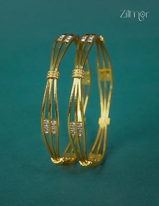 18k Gold Plated Anti-Tarnish AD stone Bangle (Pair) - CL1012315