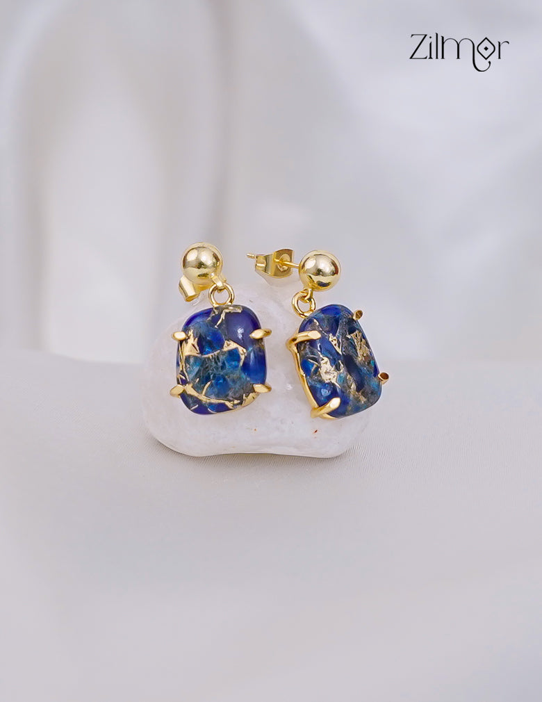 Handmade Gold Plated Natural Stone Hoop Earrings - Anti Tarnish (color option) -ZP1012179