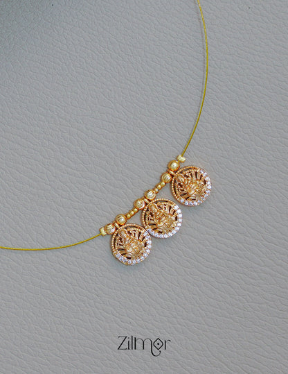 SN1011719 - AD Stone with Hanging Lakshmi Pendant Invisible Necklace 2-Zilmor