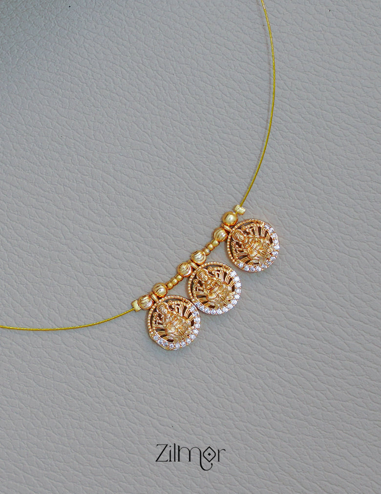 SN1011719 - AD Stone with Hanging Lakshmi Pendant Invisible Necklace 2-Zilmor