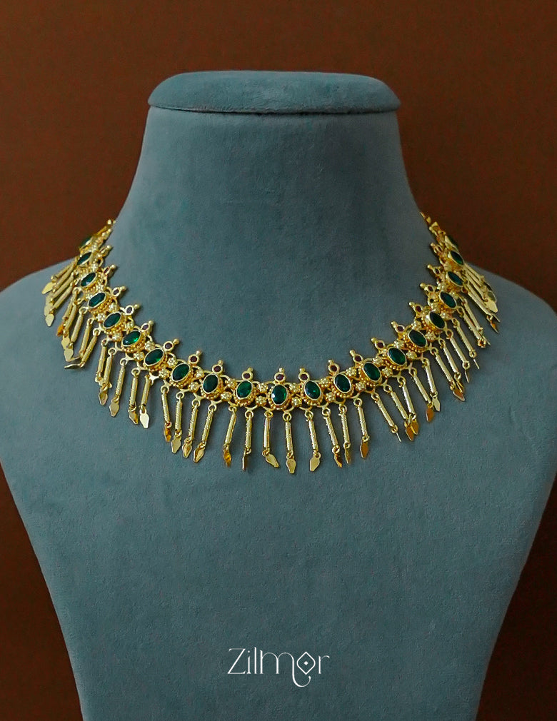 AG1011914 - Gold tone Bridal Kuzhal Elakka Thali choker Necklace (color option) 4-Zilmor