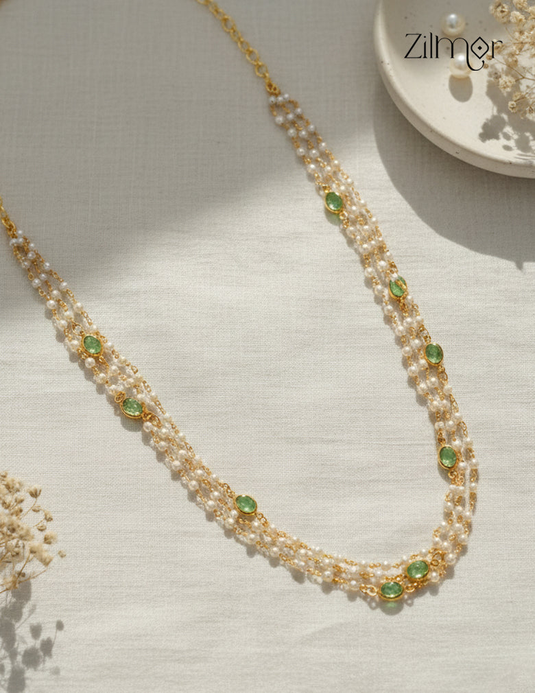 Premium Pearl Layer with Semi Precious Stone Necklace - KY1012211