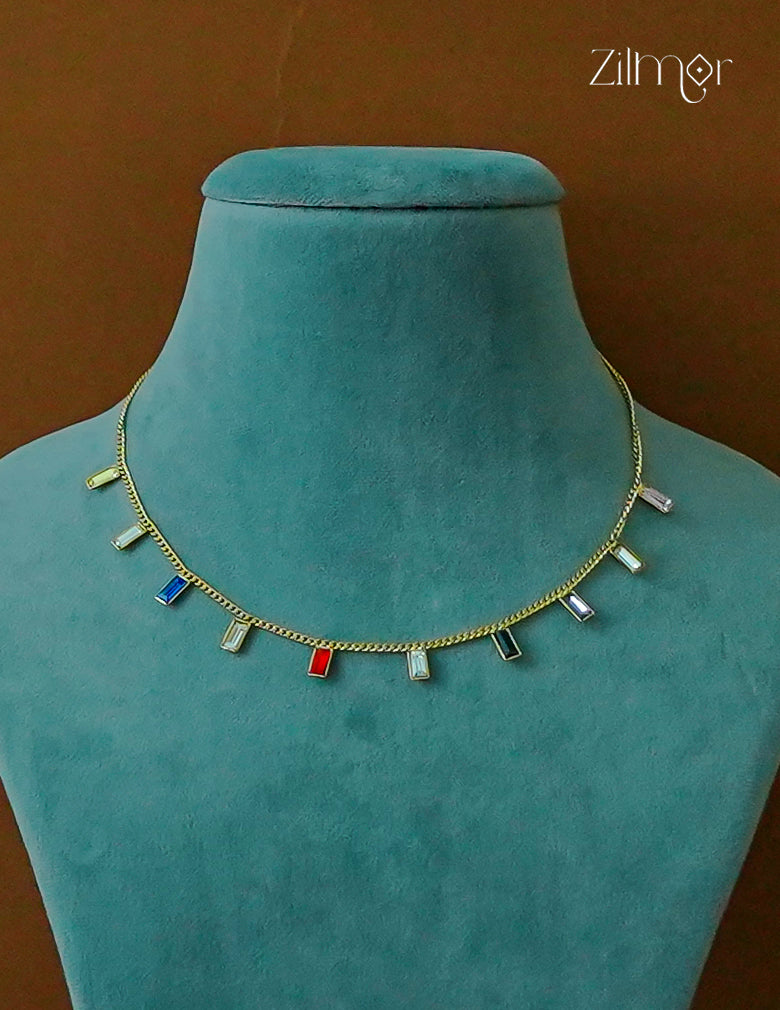 Multi color Semi Precious Stone Necklace-ZF1012142