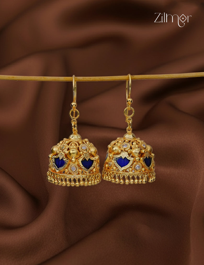 Gold Plated Palakka Hook Jhumkas Earrings-PP1011954