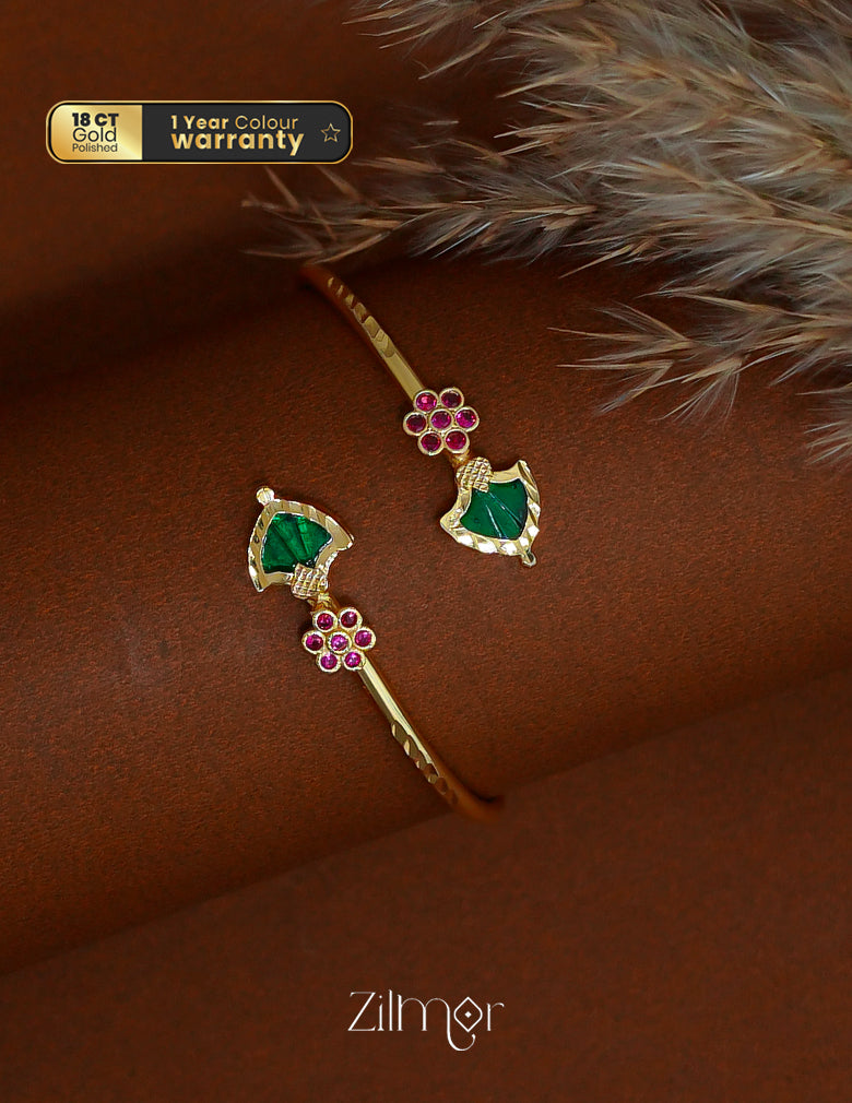 PP1011985- Gold Plated AD Stone Adjustable Palakka Bracelet Bangle