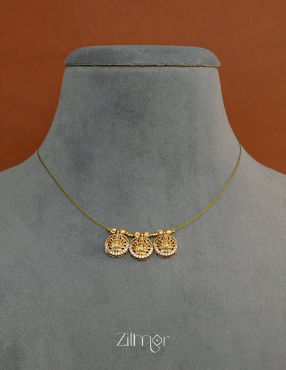 SN1011719 - AD Stone with Hanging Lakshmi Pendant Invisible Necklace 3-Zilmor