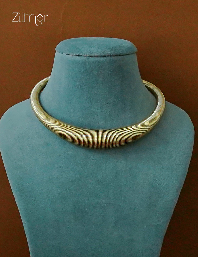 ZF1012102- Golden Spring Cuff Hasli Anti Tarnish Choker Necklace