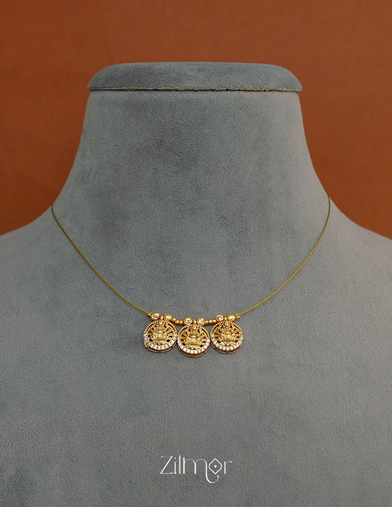 SN1011719 - AD Stone with Hanging Lakshmi Pendant Invisible Necklace 3-Zilmor