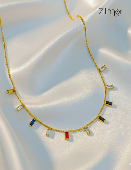 Multi color Semi Precious Stone Necklace-ZF1012142