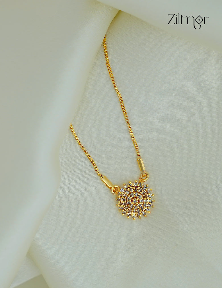 Gold Tone AD Stone  Simple Necklace (color option) - ZR1012208