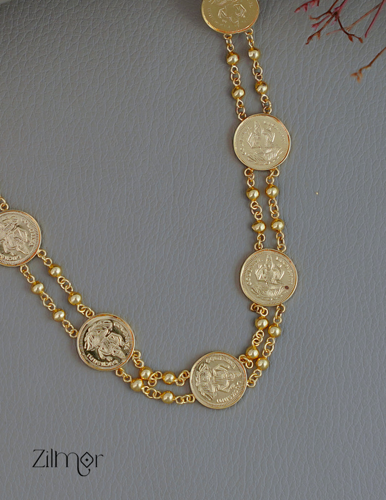 PE1011802  - Panchaloha 18K Gold Polished Kasu Necklace 3-Zilmor