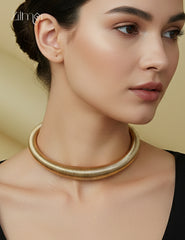 ZF1012102- Golden Spring Cuff Hasli Anti Tarnish Choker Necklace