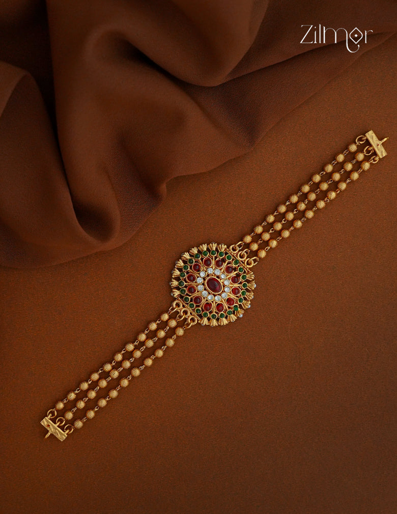 Kemp & Ad Stone pendant with Triple layer Antique Choker Necklace - CL1012275