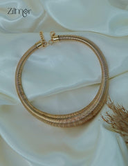 ZF1012102- Golden Spring Cuff Hasli Anti Tarnish Choker Necklace