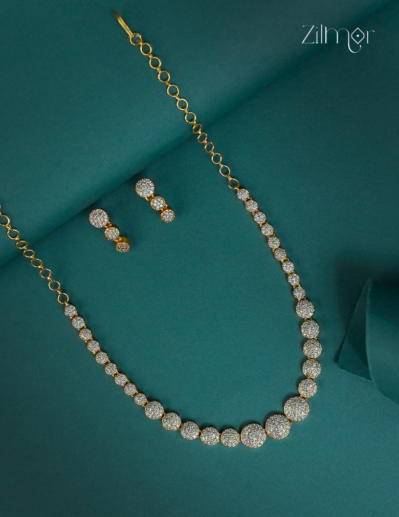 Gold Plated AD Stone  Necklace Earring Set (color option) - CL1012257