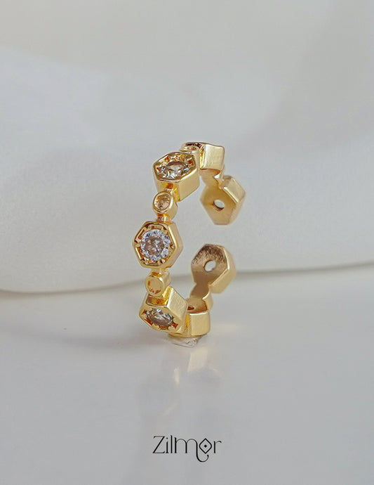 ZH1011737 -  AD Stone Hexagon Anti Tarnish Ring