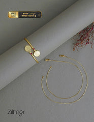 KY1011767- Gold Tone pair Anklet &Gold tone Lakshmi coin pink stone Bangle Combo