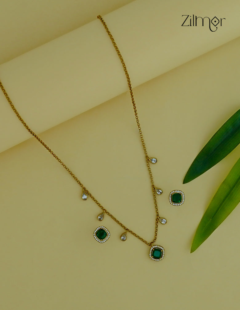 Antique AD Stone Necklace Earring Set (color option)  - KA1012203