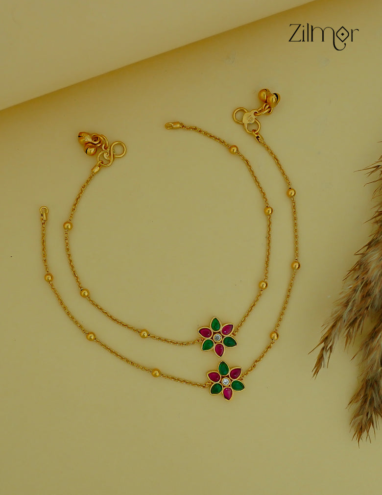 SN1011816- Premium Antique Flower Pair Anklet