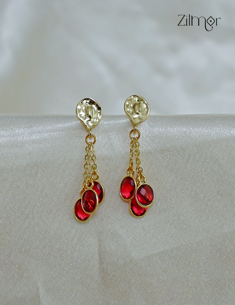 18k Gold plated Designer Semi Precious Stone Hanging Earrings (color option)  - ZP1012181