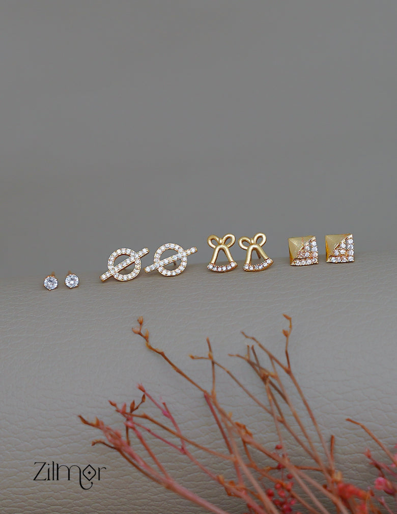 PE1011811 - Gold tone AD Stone Combo stud Earrings 1-Zilmor