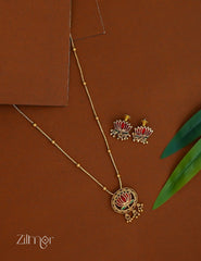 BH1012069 - Antique Lotus Pendant Necklace with Earrings (color option)
