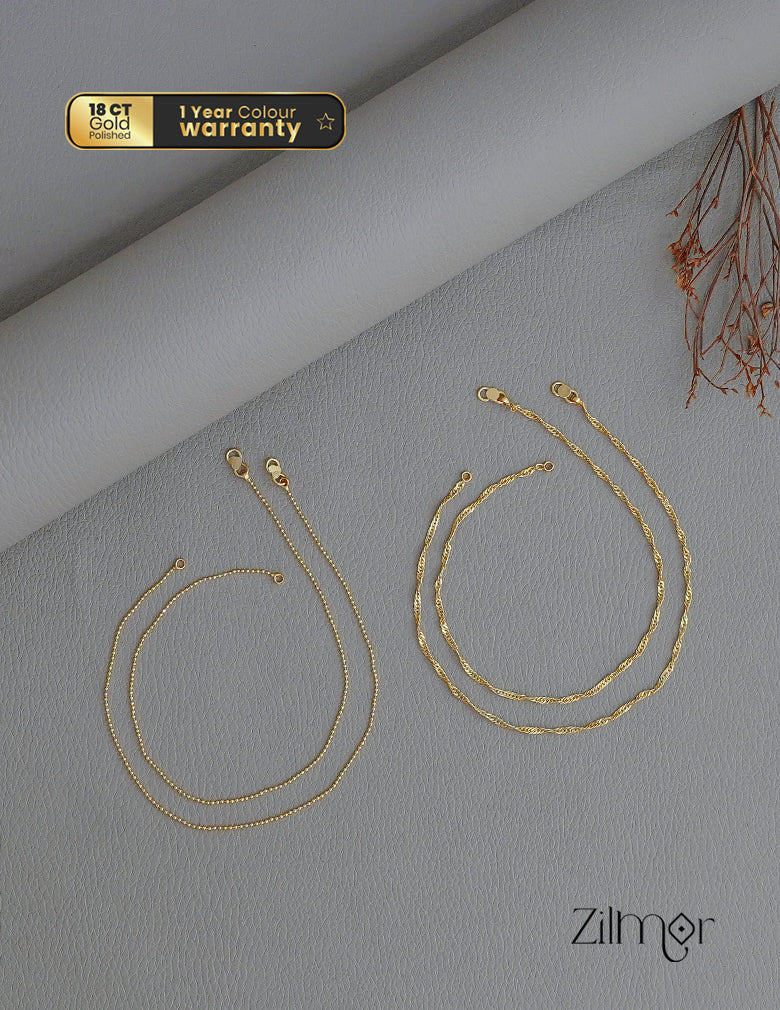 KY1011756 - Gold Tone pair Anklet Combo 1-Zilmor