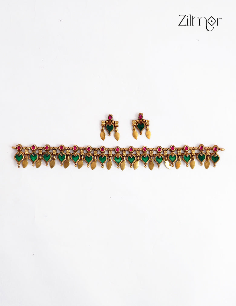 Palakka Elakathali Antique Choker Set | Kerala Traditional Jewellery  | NV1012716