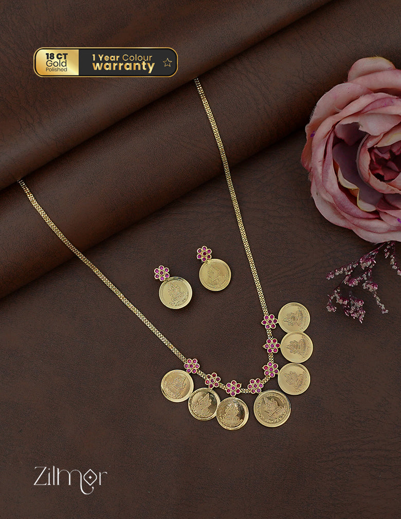 ZS1011922- Gold Tone Kaashu Pendant Necklace Earring Set 3-Zilmor