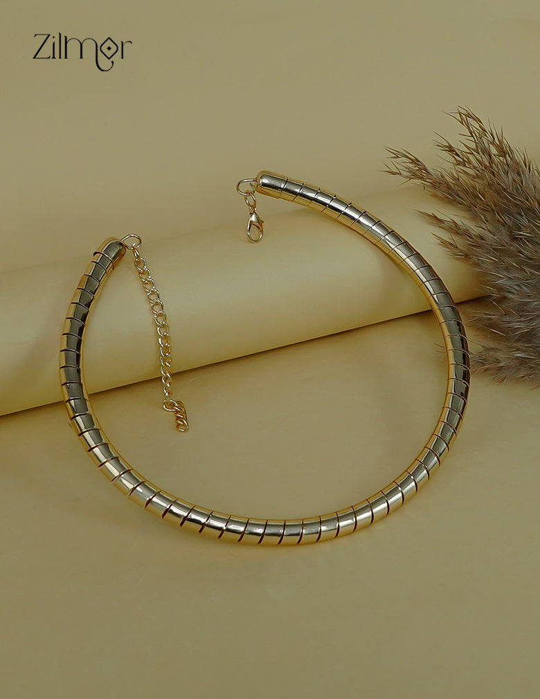 ZF1012110 - Golden Spiral Anti Tarnish Cuff Hasli Choker Necklace