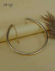 ZF1012110 - Golden Spiral Anti Tarnish Cuff Hasli Choker Necklace