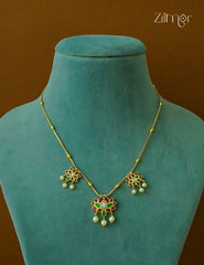 Kemp Jadau Lotus Pendant Antique Necklace - CL1012078