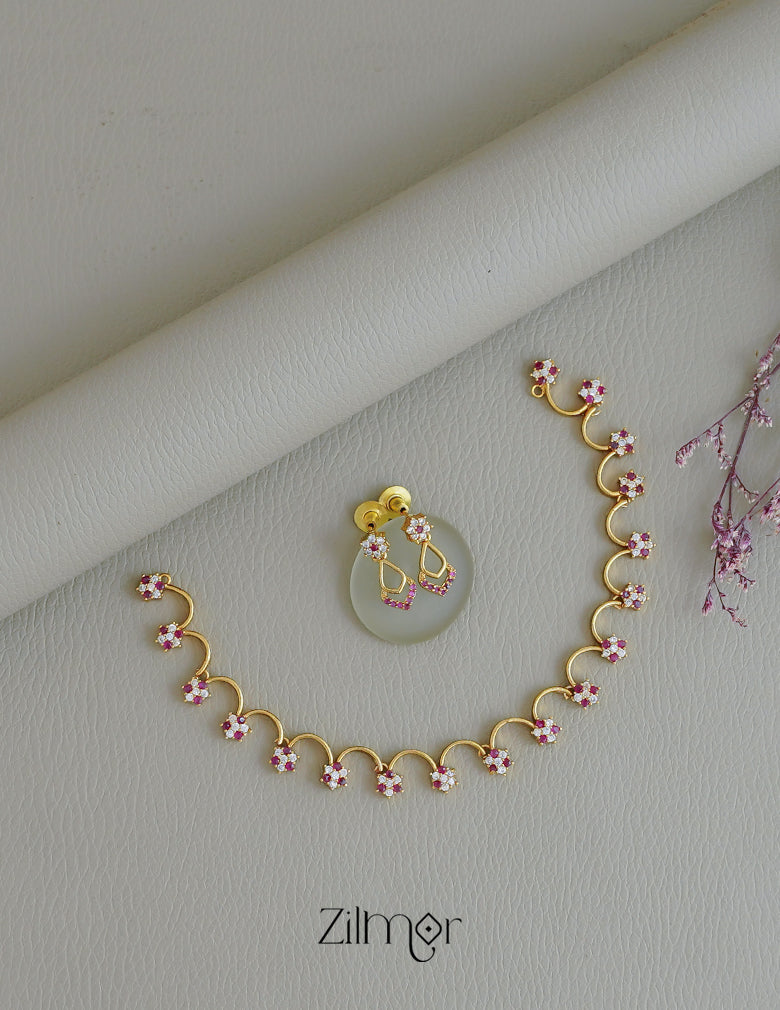 CL1011818-  Antique AD Stone Necklace Earring Set