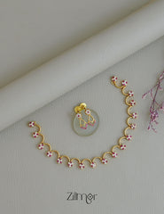 CL1011818-  Antique AD Stone Necklace Earring Set