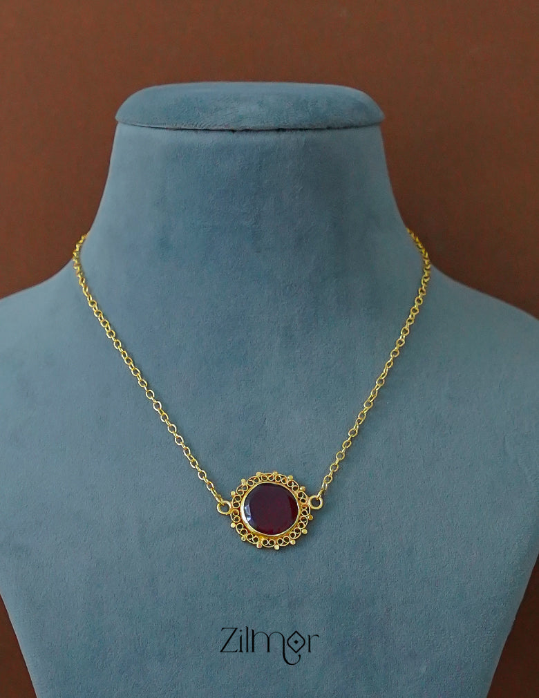 KY1011852- Gold Tone Palakka Round Pendant choker (color option) 5-Zilmor