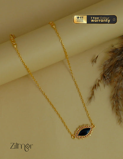 KY1011853 -Gold Tone Palakka Oval Pendant Choker (color option) 5-Zilmor