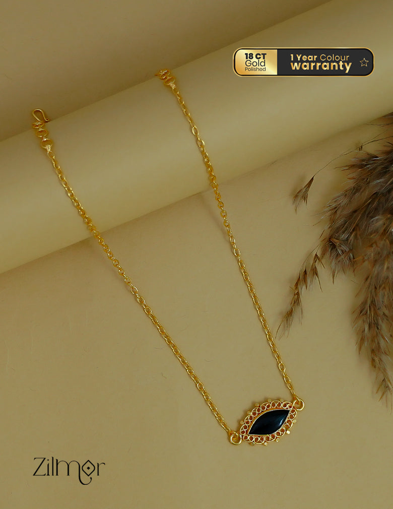 KY1011853 -Gold Tone Palakka Oval Pendant Choker (color option) 5-Zilmor