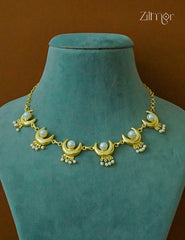 Gold Tone Pearl with Half Moon Necklace - CL1012230