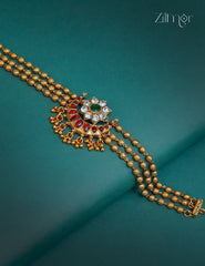 Kemp & Ad Stone pendant with Triple layer Antique Choker Necklace - CL1012252