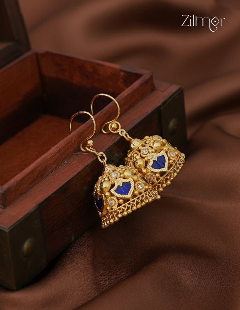 Gold Plated Palakka Hook Jhumkas Earrings-PP1011954