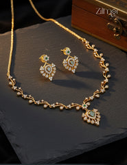 Antique AD Stone Necklace Earring Set (color option)-SN1012162