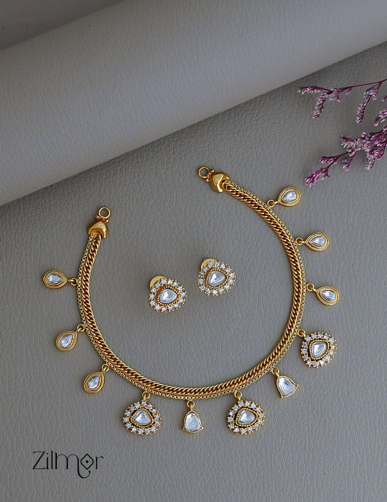 SN1011863- Premium Antique AD Stone  Necklace with Earrings 1-Zilmor