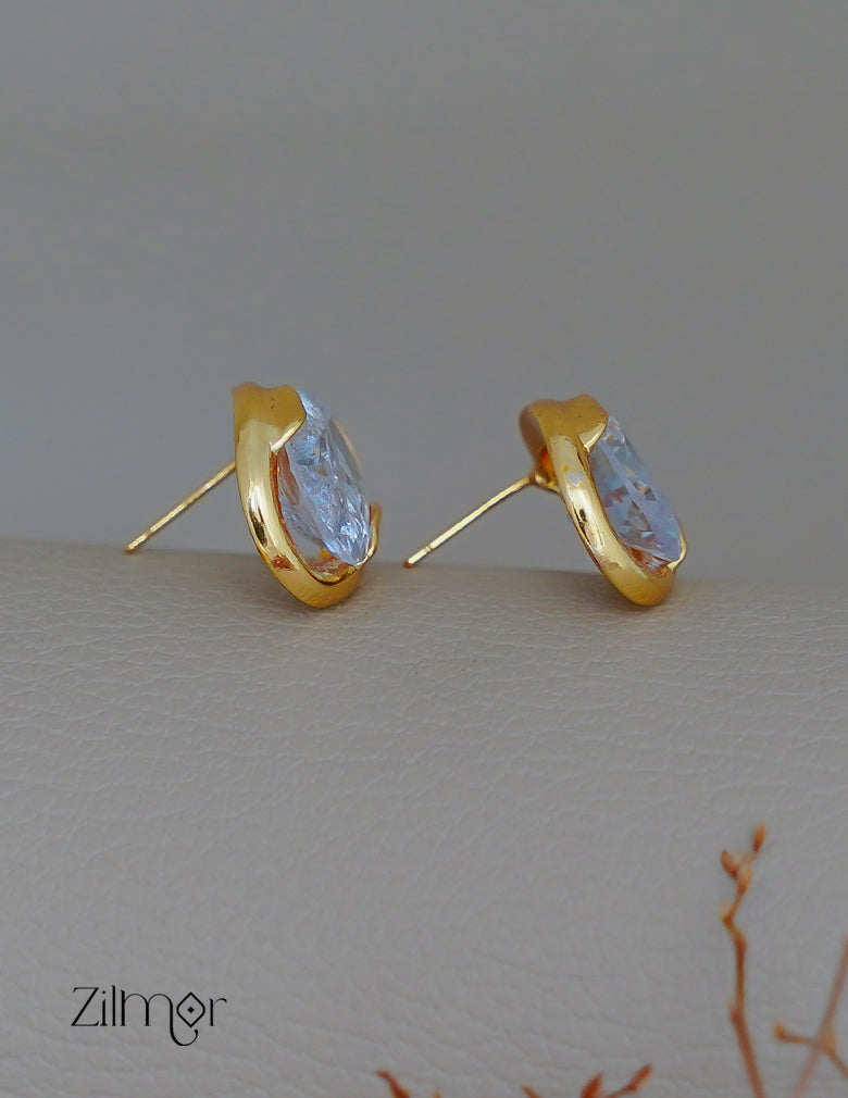 PE1011804 - Gold Tone Oval Aquamarine Stud Earrings 3-Zilmor