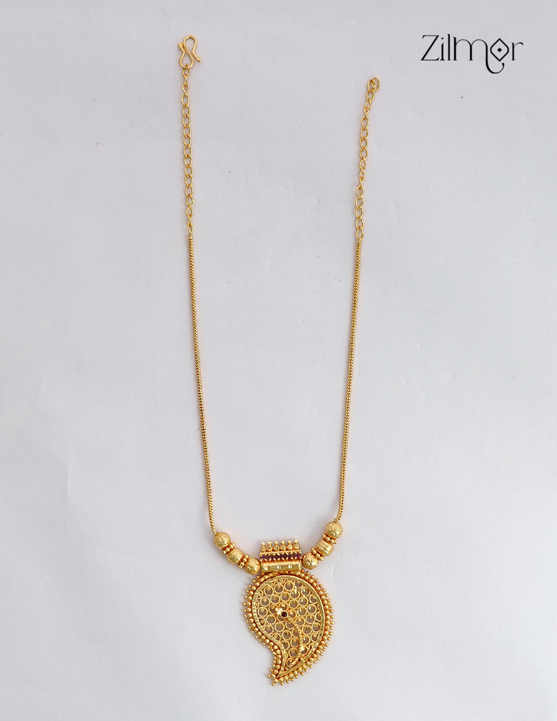 18K Gold Plated Mango Paisley Filigree Pendant Necklace - KF1012669