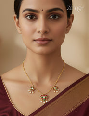 Kemp Jadau Lotus Pendant Antique Necklace - CL1012078