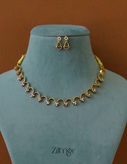 CL1011818-  Antique AD Stone Necklace Earring Set