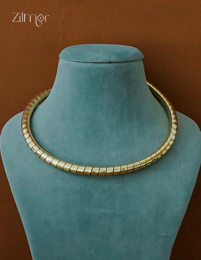 ZF1012110 - Golden Spiral Anti Tarnish Cuff Hasli Choker Necklace