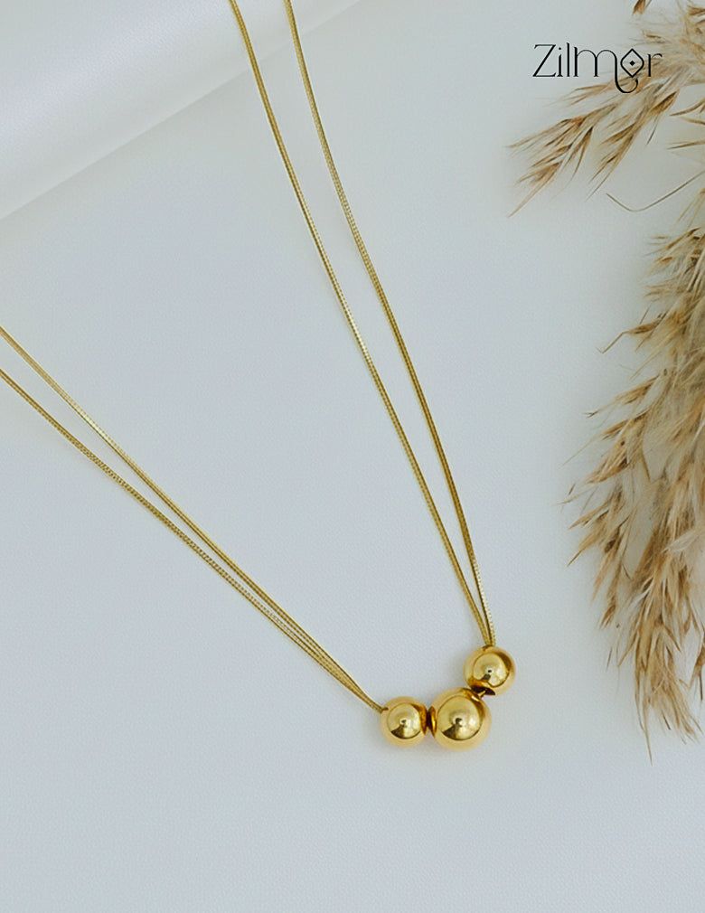 Double layer Ball Chain Necklace-ZF1012136
